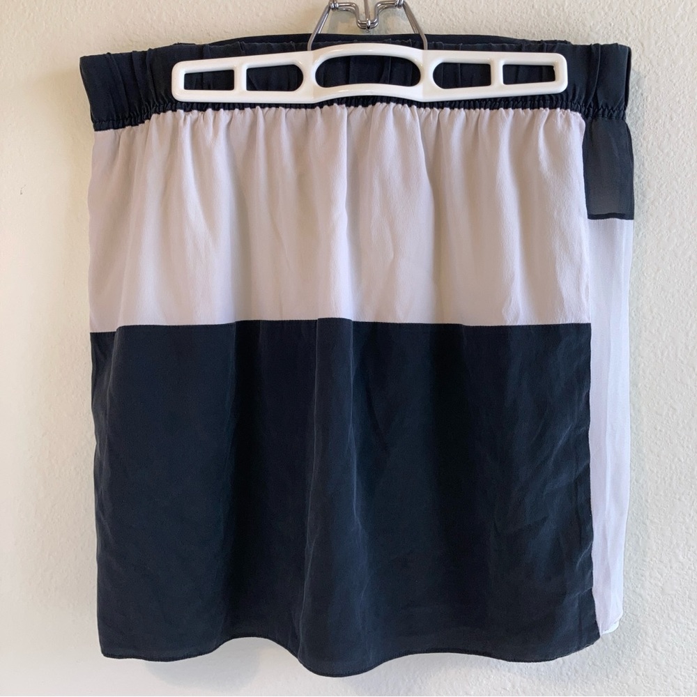 DKNY Black White Silk Layered Skirt Size M Sheer Panel Mini - Picture 5 of 10